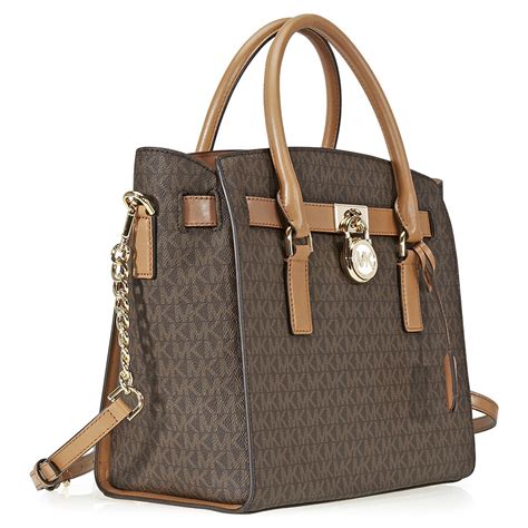 michael kors brown hamilton logo satchel bag|Michael Kors Hamilton legacy large.